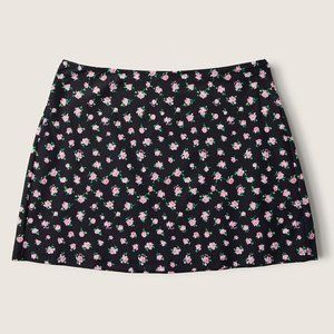 PINK Victoria's Secret Swim Cover-Up Mini Skirt Black and Roses pattern